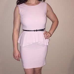 XS FOREVER21 peplum blush dress professional chic